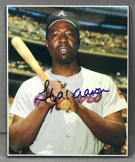 Signed Hank Aaron Atlanta Braves Photograph with COA