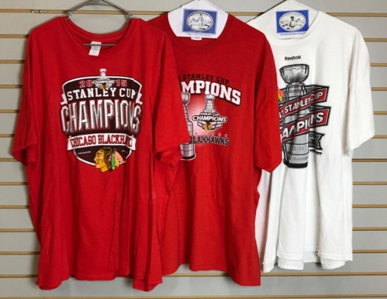 Group of 3 Chicago Blackhawks Stanley cup T-shirts