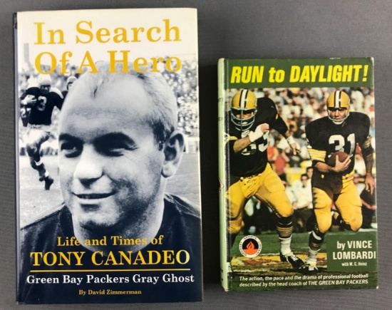 2 Green Bay Packers books, one signed by author
