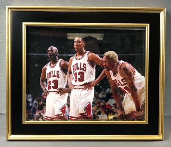 Chicago Bulls Michael Jordon, Scottie Pippen and Dennis Rodman Photograph