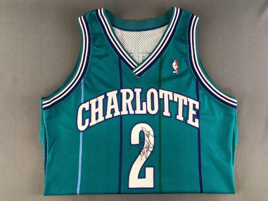 Larry Johnson Charlotte Hornets No. 2 jersey with signature