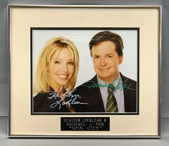 Signed Spin City Heather Locklear and Michael J. Fox Framed Photograph with COA