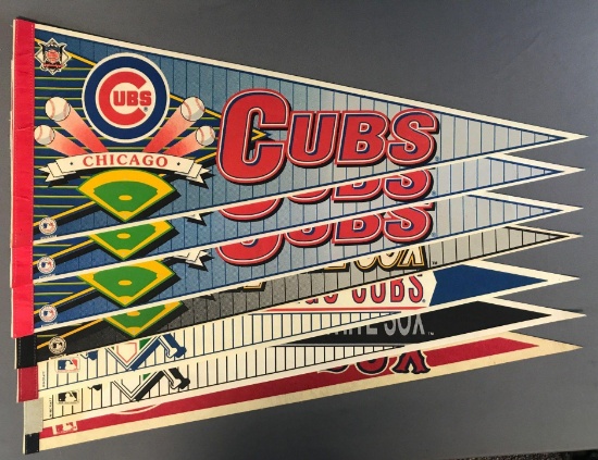 Group of 7 MLB pennants
