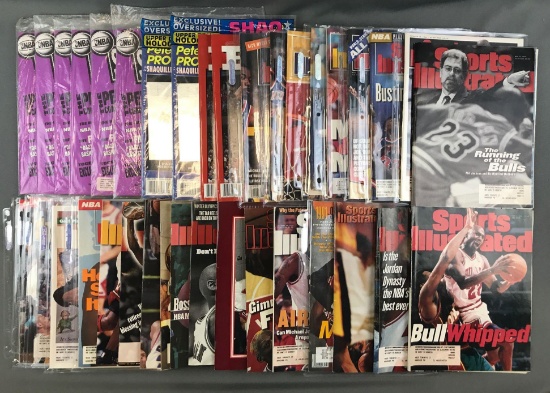 Group of 35+ assorted sports magazines featuring The Chicago Bulls, Michael Jordan
