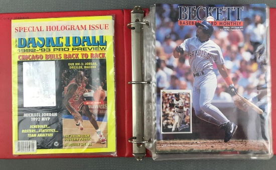 Binder holding 10 assorted sports magazines