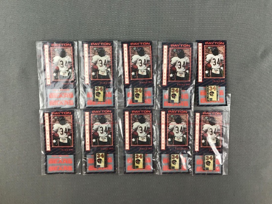 10 piece group Walter Payton Hall of Fame pins/cards
