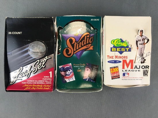 Group of 3 partial retailer boxes of assorted MLB trading cards