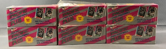 Lot of 6 Pacific 1991 Pro Football Plus Factory Sealed Sets