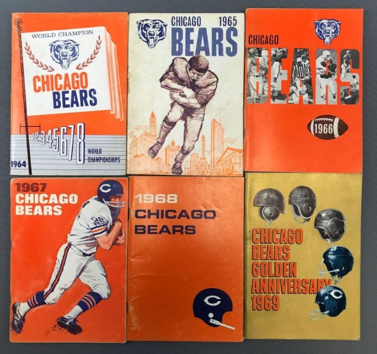 Lot of 6 Chicago Bears 1964-1969 Media Guides