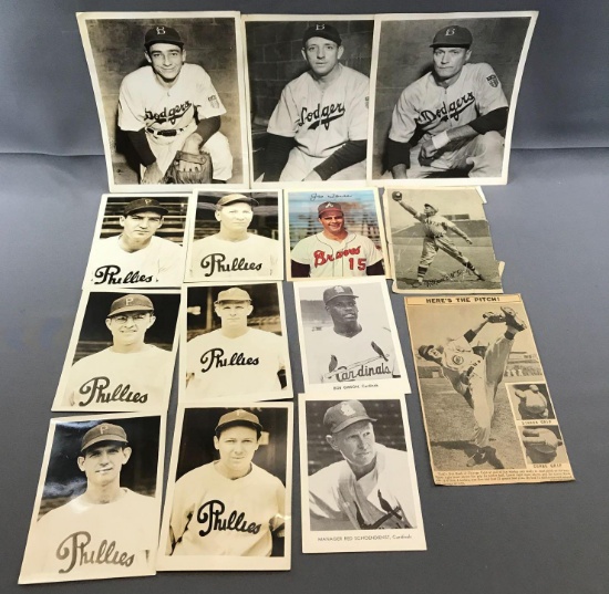 Lot of Vintage Baseball Photos and Newspaper Clips