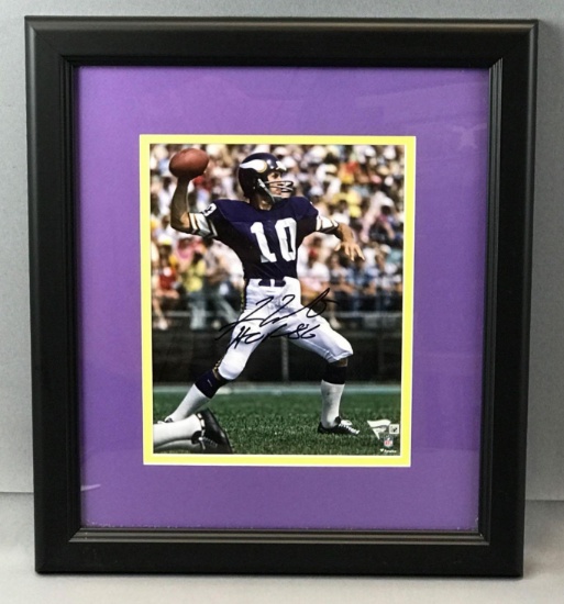 Signed Fran Tarkenton No.10 Minnesota Vikings Framed Print