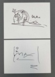 2 hand drawn sketches by Peter Max artist