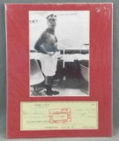 Harry Caray signed personal check with photo