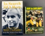 2 Green Bay Packers books, one signed by author