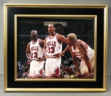 Chicago Bulls Michael Jordon, Scottie Pippen and Dennis Rodman Photograph