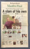 Signed Tiger Woods 2001 Masters Final Augusta Chronicle Newspaper