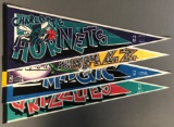 Group of 4 signed NBA pennants