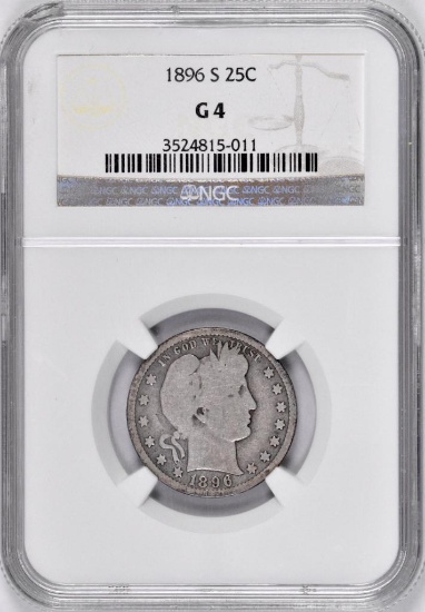 1896 S Barber Silver Quarter (NGC) G4.