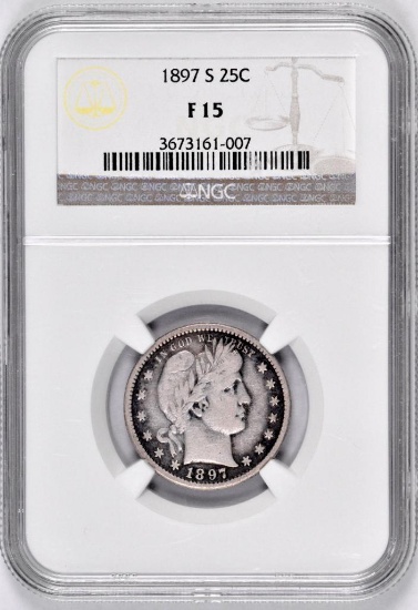 1897 S Barber Silver Quarter (NGC) F15.