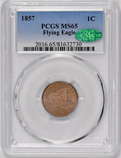 1857 Flying Eagle Cent (PCGS) MS65 CAC.