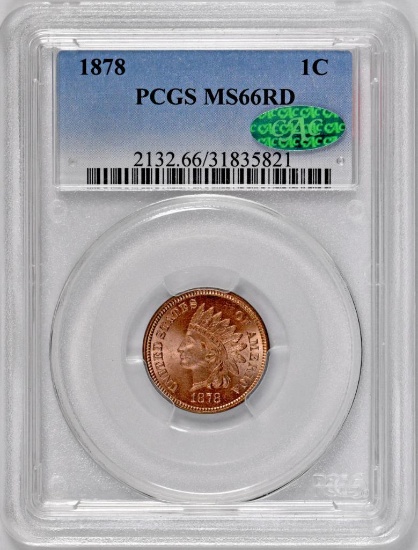 1878 Indian Head Cent (PCGS) MS66RD CAC.