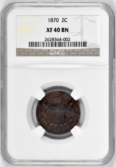 1870 Two Cent Piece (NGC) XF40BN.