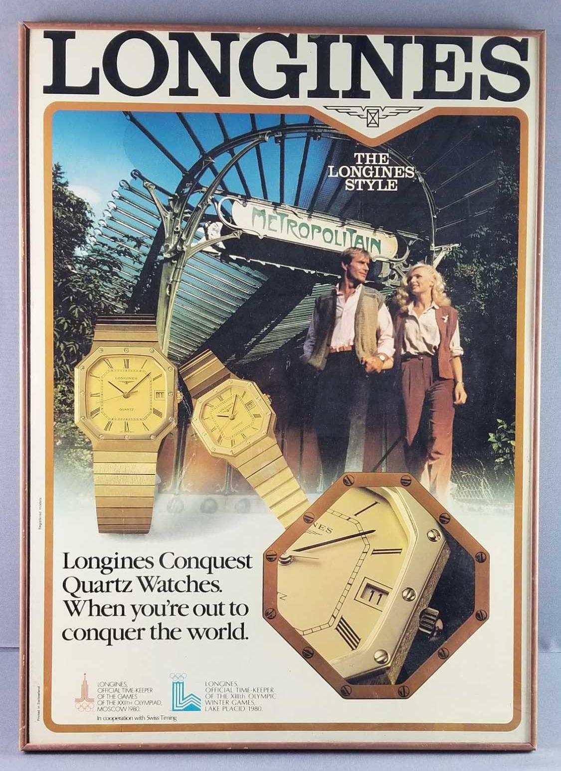 Framed Longines Watch Poster Proxibid