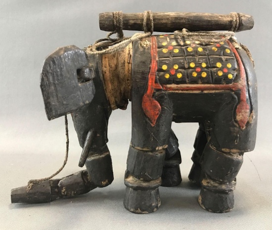 Antique Hand-carved Wooden Elephant Marionette Puppet