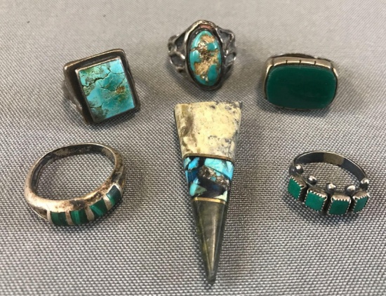 Assortment of 6 Pieces: Turquoise Rings + more