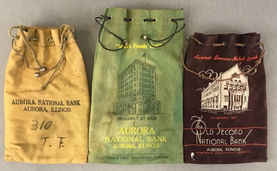 Group of 3: Vintage Aurora, Illinois Bank Bags