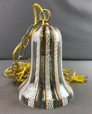 Vintage Murano Bell-Shaped Ribbon Patterned Art Glass Pendant Light