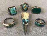 Assortment of 6 Pieces: Turquoise Rings + more