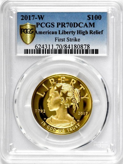 2017 W $100 American Liberty High Relief Gold (PCGS) PR70DCAM.