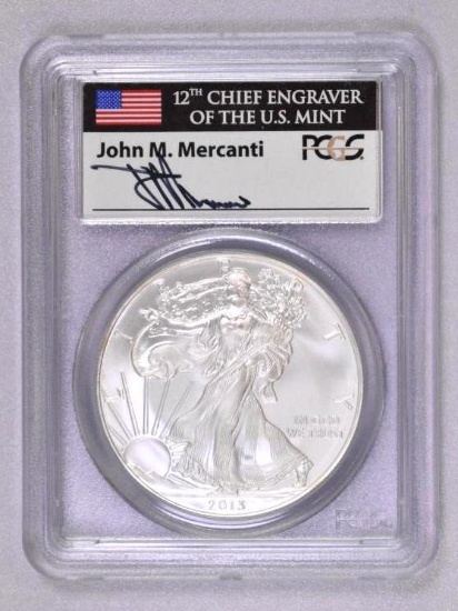 2013 $1 American Silver Eagle 1oz. .999 Fine Silver (PCGS) MS70 First Strike.