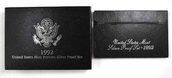 Group of (2) 1992 Silver U.S. Premier Silver & Silver Proof Sets.