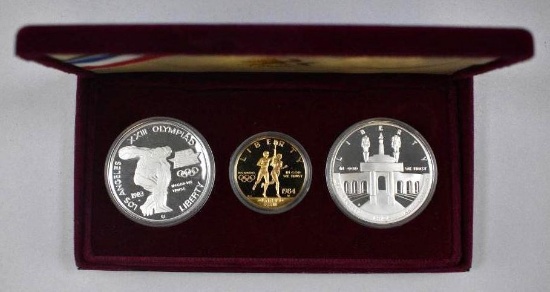 1983/1984 US Gold & Silver Olympic 3-Coin Commemorative Proof Set