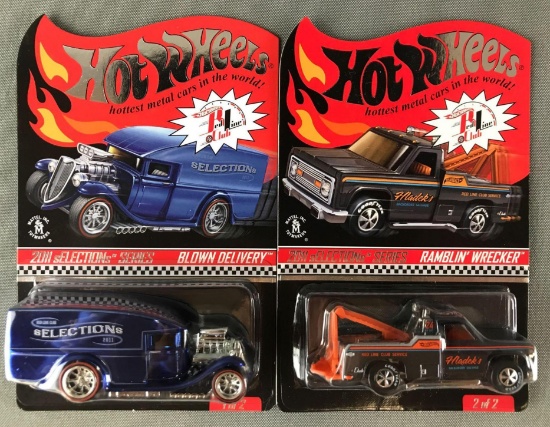 Group of 2 Hot Wheels Red Line Club die-cast vehicles in original packaging