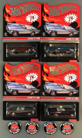 Group of 4 Hot Wheels Red Line Club Classic 1957 T-Bird die-cast vehicles