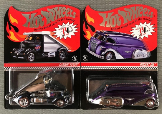 Group of 2 Hot Wheels Red Line Club die-cast vehicles in original packaging