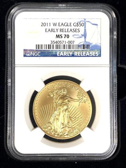 2011 W $50 Gold Eagle Early Release MS70 1 oz