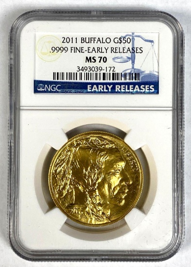 2011 Gold Buffalo $50 .9999 fine 1 oz MS70