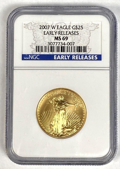 2007 W $25 Gold Eagle 1/2oz MS69 NGC