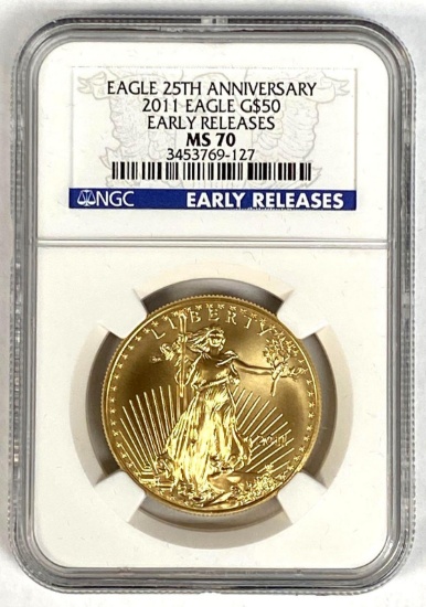 2011 1 oz Gold Eagle Early Release NGC MS70