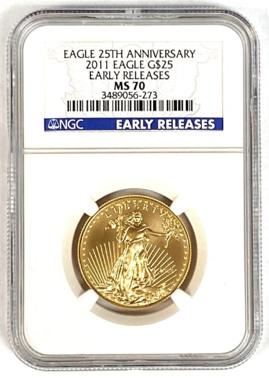 2011 1/2 oz Gold Eagle Early Release NGC MS70