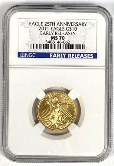 2011 1/4 oz Gold Eagle Early Release NGC MS70