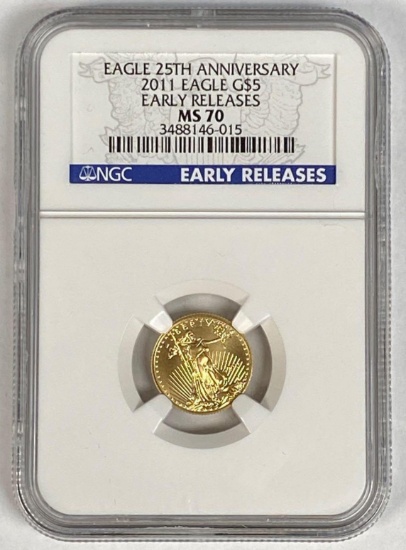 2011 1/10 oz Gold Eagle Early Release NGC MS70