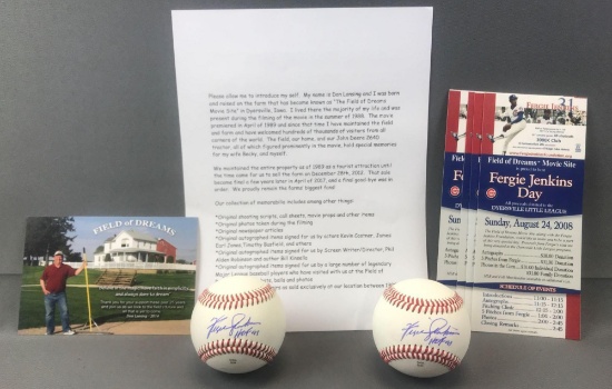 Group of 2 Signed Fergie Jenkins Field of Dreams Movie Site Baseballs