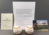 Group of 2 Signed Bob Feller Field of Dream Movie Site Baseballs
