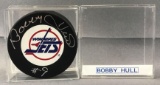 Signed Bobby Hull #9 Winnipeg Jets Hockey Puck with COA