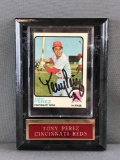 Signed Tony Perez Cincinnati Reds Baseball Card with Plaque